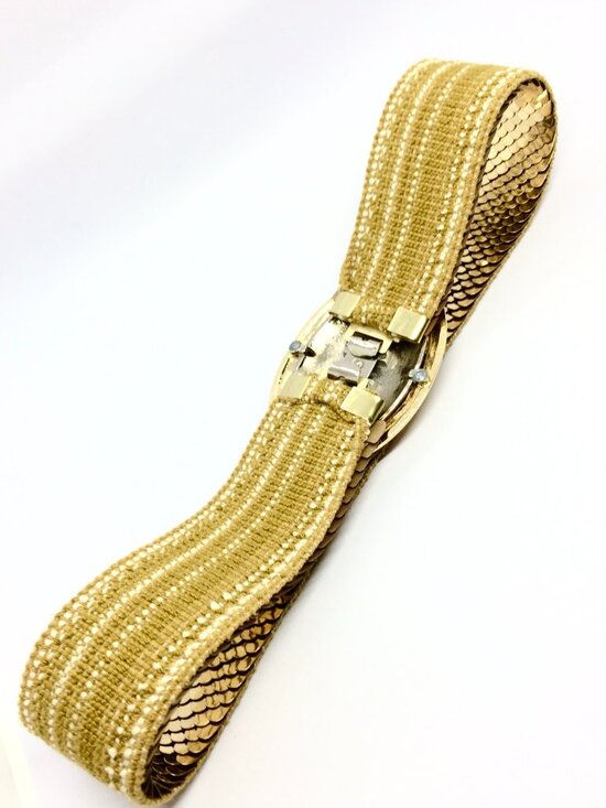 VINTAGE GOLD TONE Stretch Belt Day Lor Wide Scale Statement Disco Waist Cinch main image 4